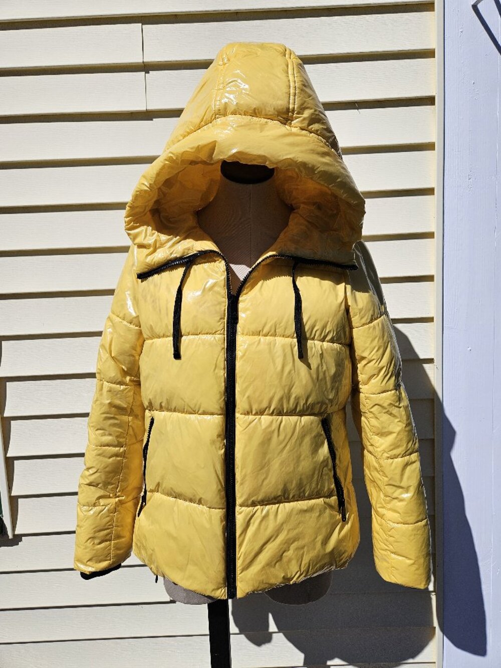 Women's Sam Edelman Shiny Yellow Puffer Winter Coat - Medium